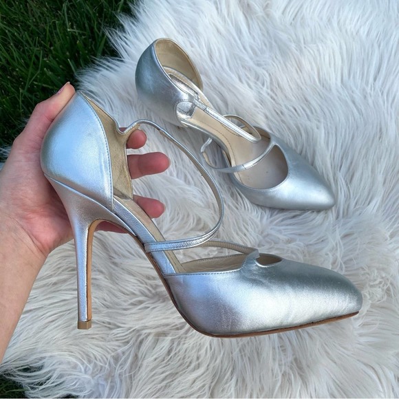 Christian Dior vintage metallic silver wedding strappy heels 39